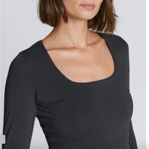 Everlane the long sleeve supima square neck bodysuit black medium